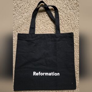 Reformation Small Black Canvas Tote Bag